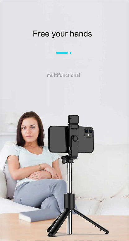AILEHKUO R1 — Bastão de Selfie com Tripé, Bluetooth e Luz LED