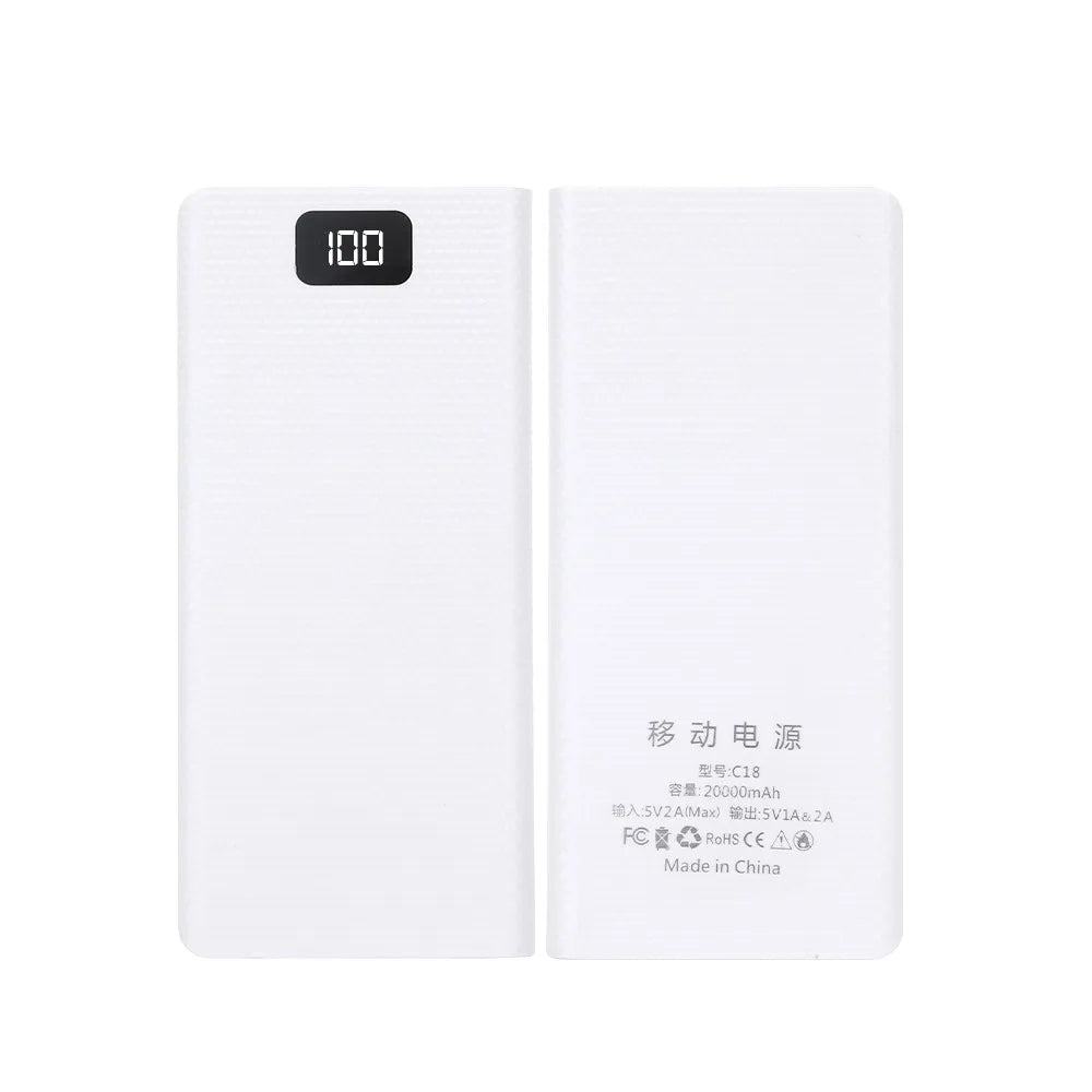 Case Power Bank DIY kebidumei C18 para 8 Baterias 18650 com Display LCD e Lanterna LED