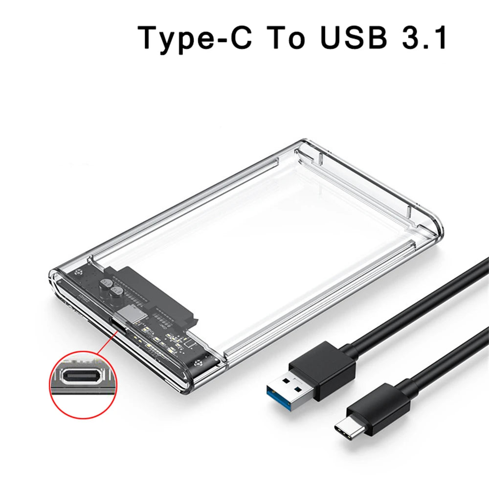 Case SATA 2,5″ Transparente USB 3.0/Type-C