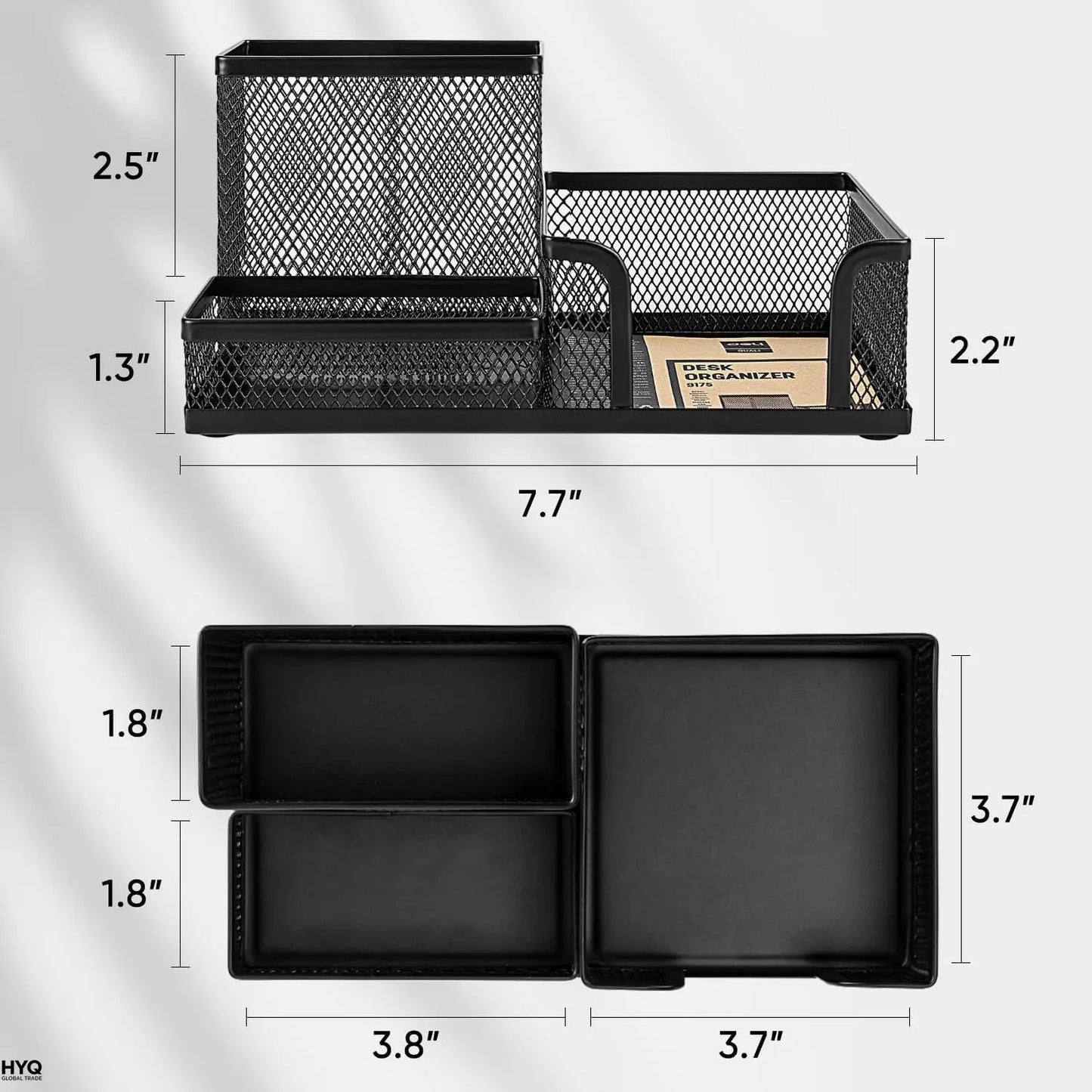 Organizador de Mesa de Metal Aramado Preto – Organizador Multifuncional com 3 Compartimentos