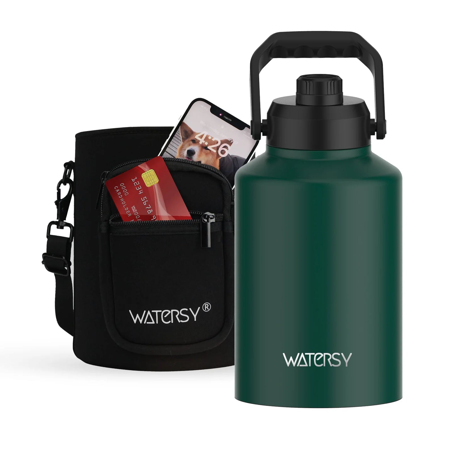 Garrafa Térmica Watersy em Inox 304 de Alta Capacidade com Alça de Alta Carga (64oz / 87oz / 128oz)