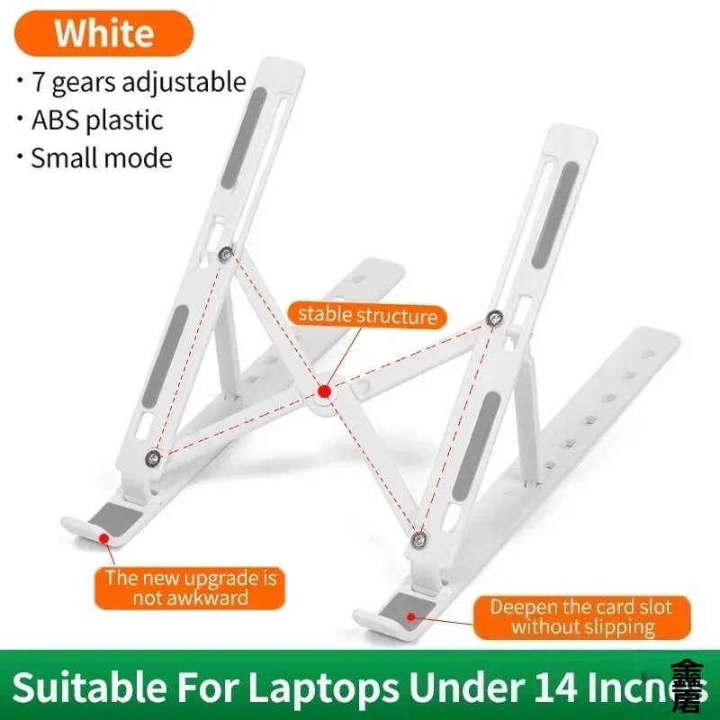 Suporte para Notebook e Tablet Portátil Dobrável – Base Ergonômica com Ajuste de Altura de 7 Níveis e Dissipação de Calor