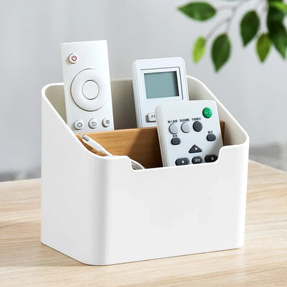 Organizador de Mesa Multifuncional com Divisórias – Porta Controle Remoto, Maquiagem e Lenços