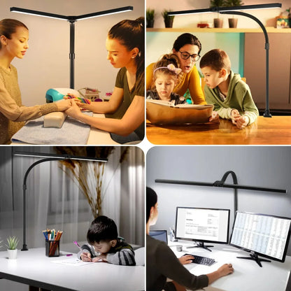 Luminária de Mesa LED DBF com Haste Flexível Gooseneck, CRI 90 e Controle Térmico/Luminoso (Single/Double Head)