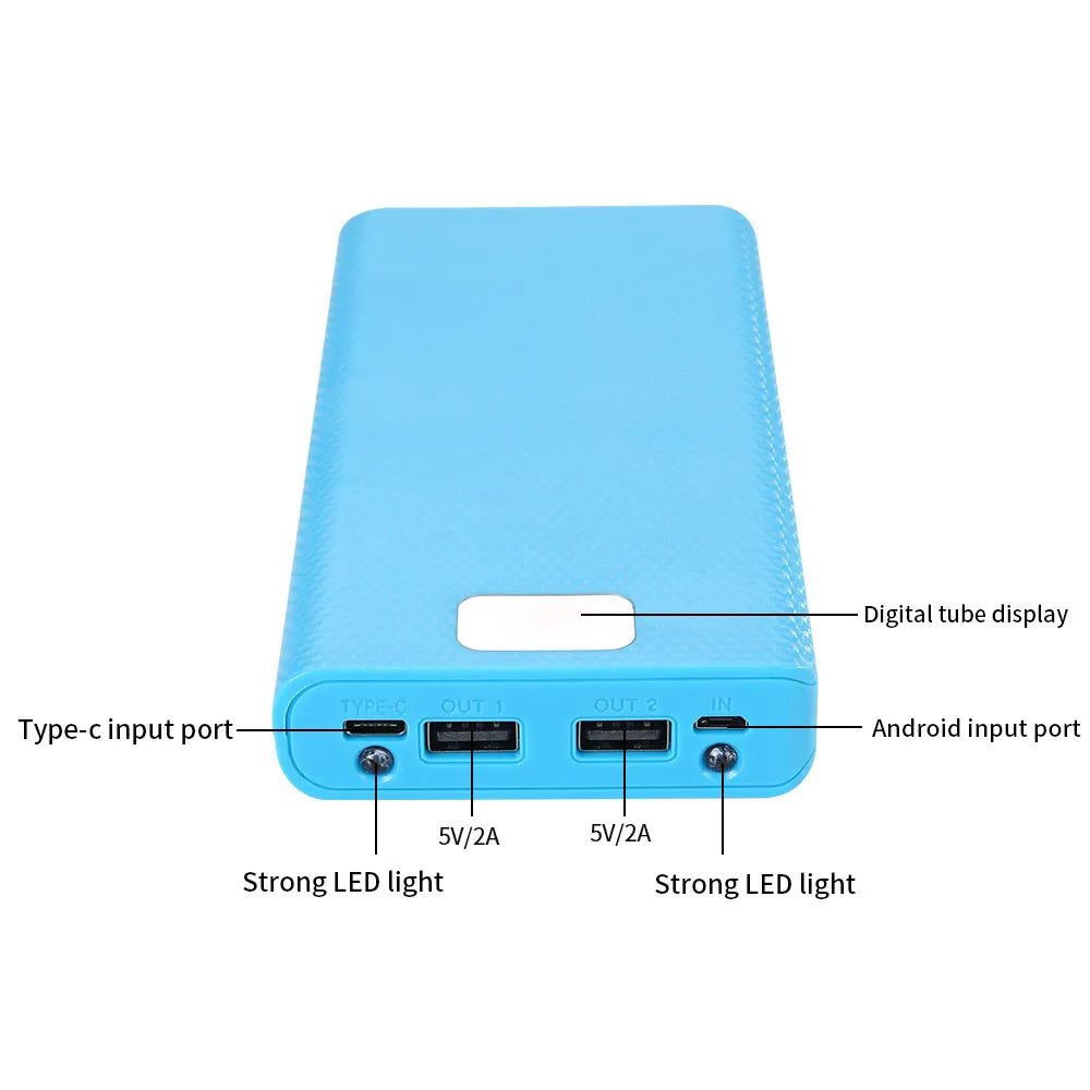 Case Power Bank DIY VIKEFON C18 para 8 Baterias 18650 com Display LCD e Lanterna LED