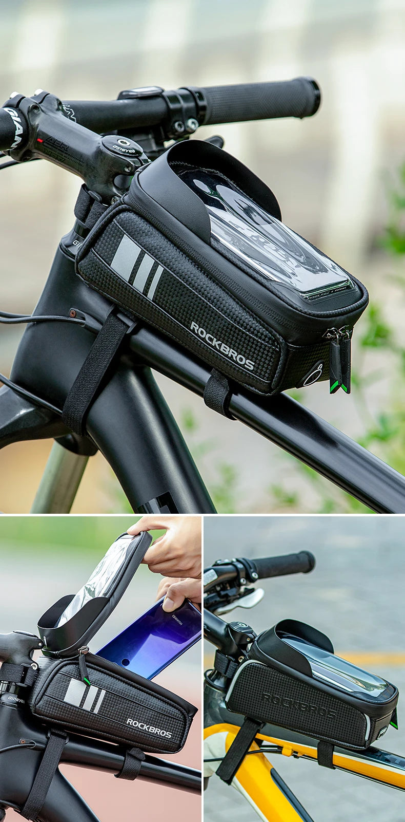 Bolsa de Quadro para Bicicleta ROCKBROS Impermeável com Suporte de Celular