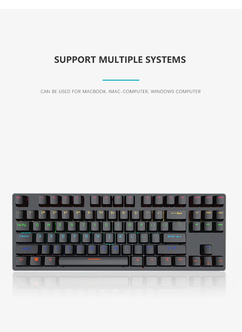 AyeBeau — Teclado Mecânico Gamer RGB 87 Teclas