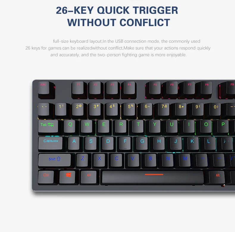 AyeBeau — Teclado Mecânico Gamer RGB 87 Teclas