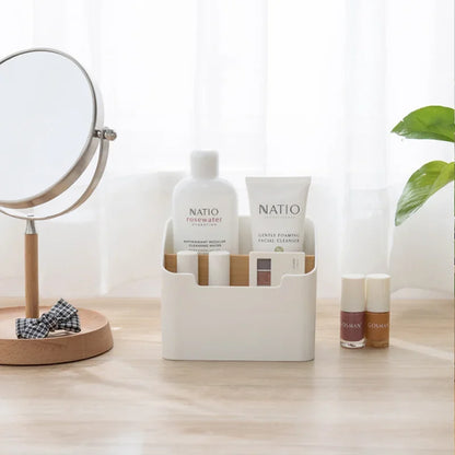 Organizador de Mesa Multifuncional com Divisórias – Porta Controle Remoto, Maquiagem e Lenços