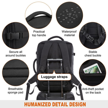 Mochila de Viagem Expansível Tipo Mala MOZHI (Acompanha 4 Organizadores)