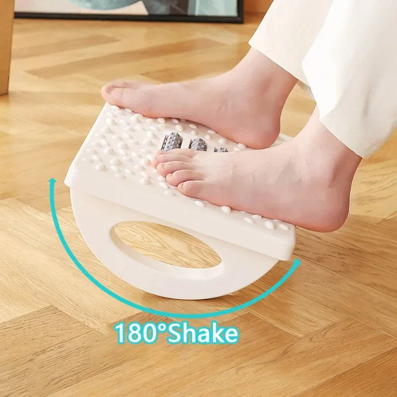Apoio de Pés Ergonômico Balanço 180° – Suporte de Mesa com Rolos de Massagem Ativa