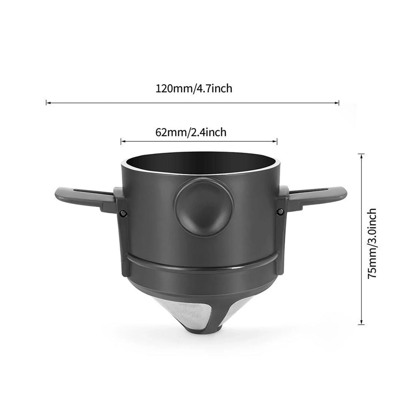 Kit Cafeteira Portátil Pour Over com Filtro Retrátil Inox e Caneca