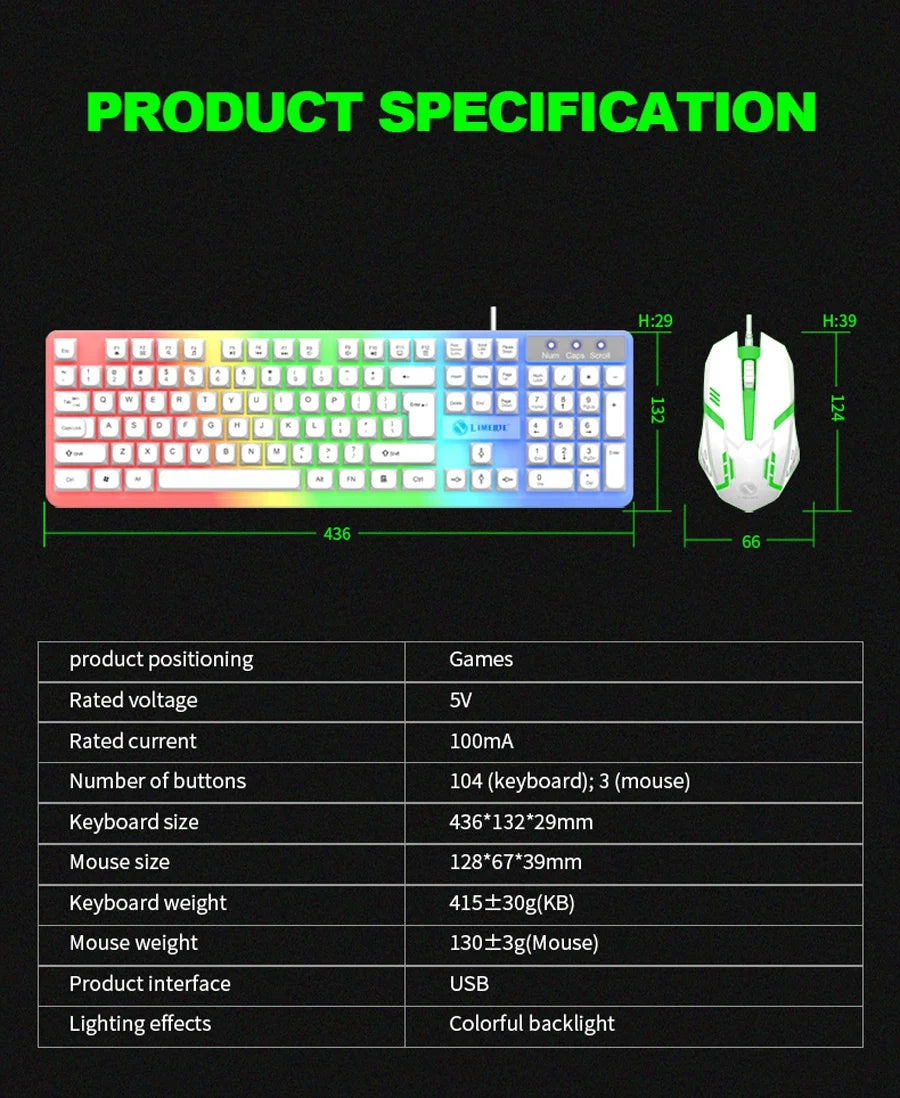 NG GTX350 — Combo Teclado e Mouse Gamer com LED