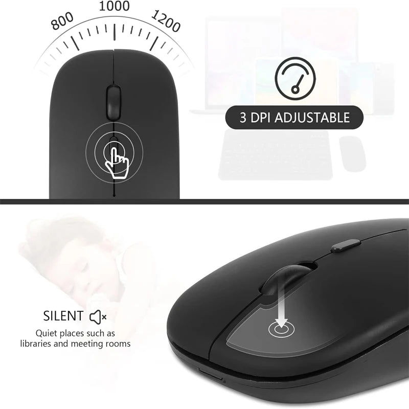 Congdi — Mouse Sem Fio Recarregável Dual Mode