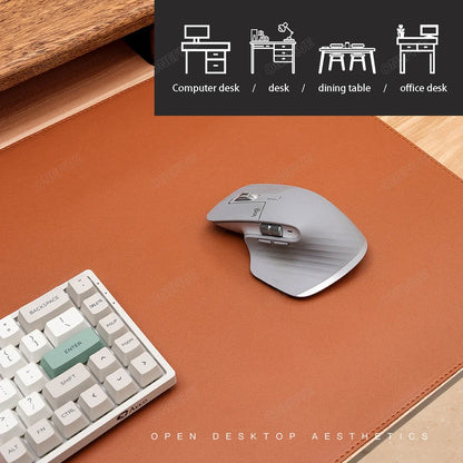 Mousepad grande para escritório, protetor de mesa em couro PU impermeável, ideal para teclado, jogos e acessórios de PC.