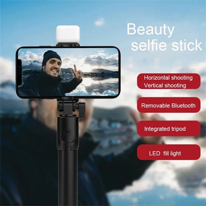 AILEHKUO R1 — Bastão de Selfie com Tripé, Bluetooth e Luz LED