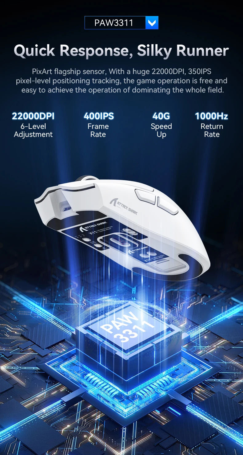 Attack Shark X11SE — Mouse Gamer Tri-Mode
