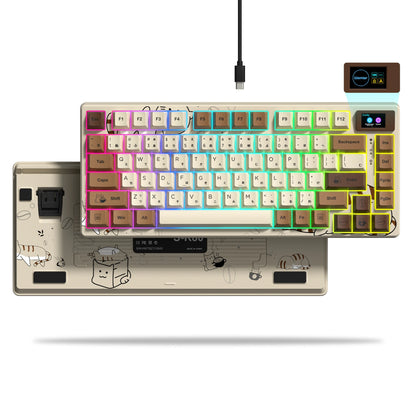 Teclado Mecânico Gamer Womier 75% – Tela OLED Integrada, Layout Gasket Mounted, Keycaps PBT Pudding, RGB Backlit e Switch Full Hot-Swappable