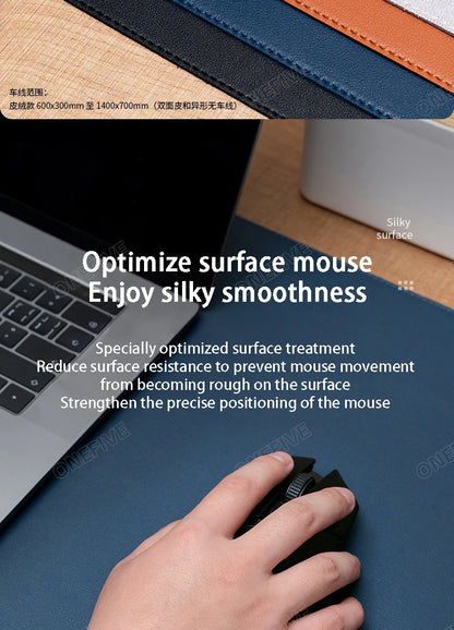 Mousepad grande para escritório, protetor de mesa em couro PU impermeável, ideal para teclado, jogos e acessórios de PC.