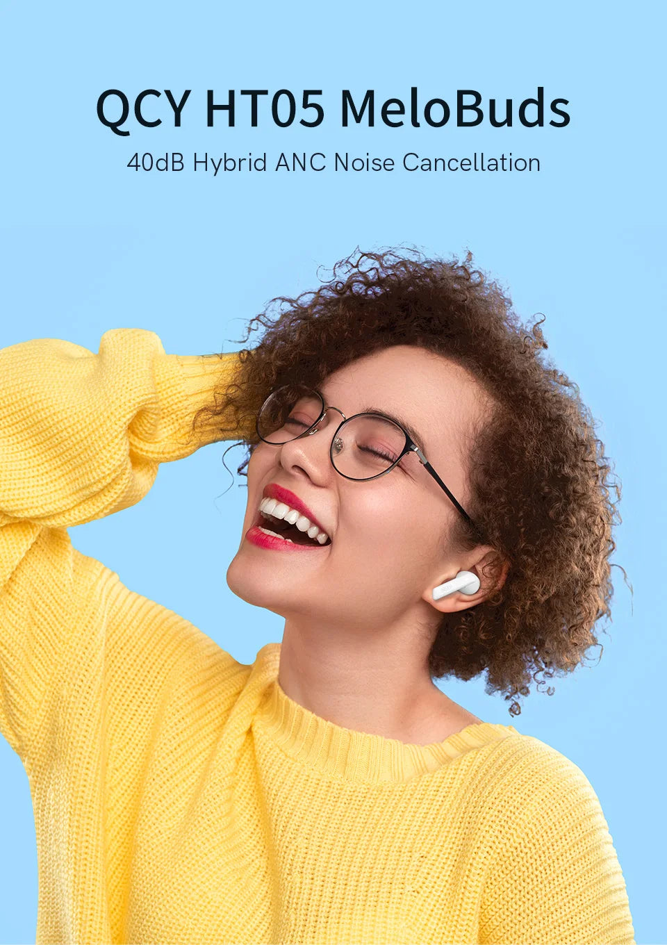 QCY HT05 MeloBuds ANC — Fone TWS Bluetooth 5.2 com ANC