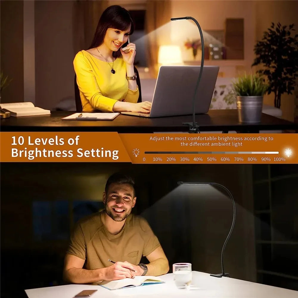 Luminária de Mesa LED DBF com Haste Flexível Gooseneck, CRI 90 e Controle Térmico/Luminoso (Single/Double Head)
