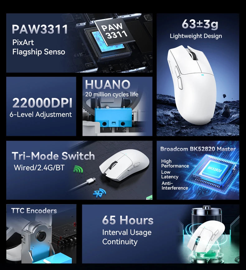 Attack Shark X11SE — Mouse Gamer Tri-Mode