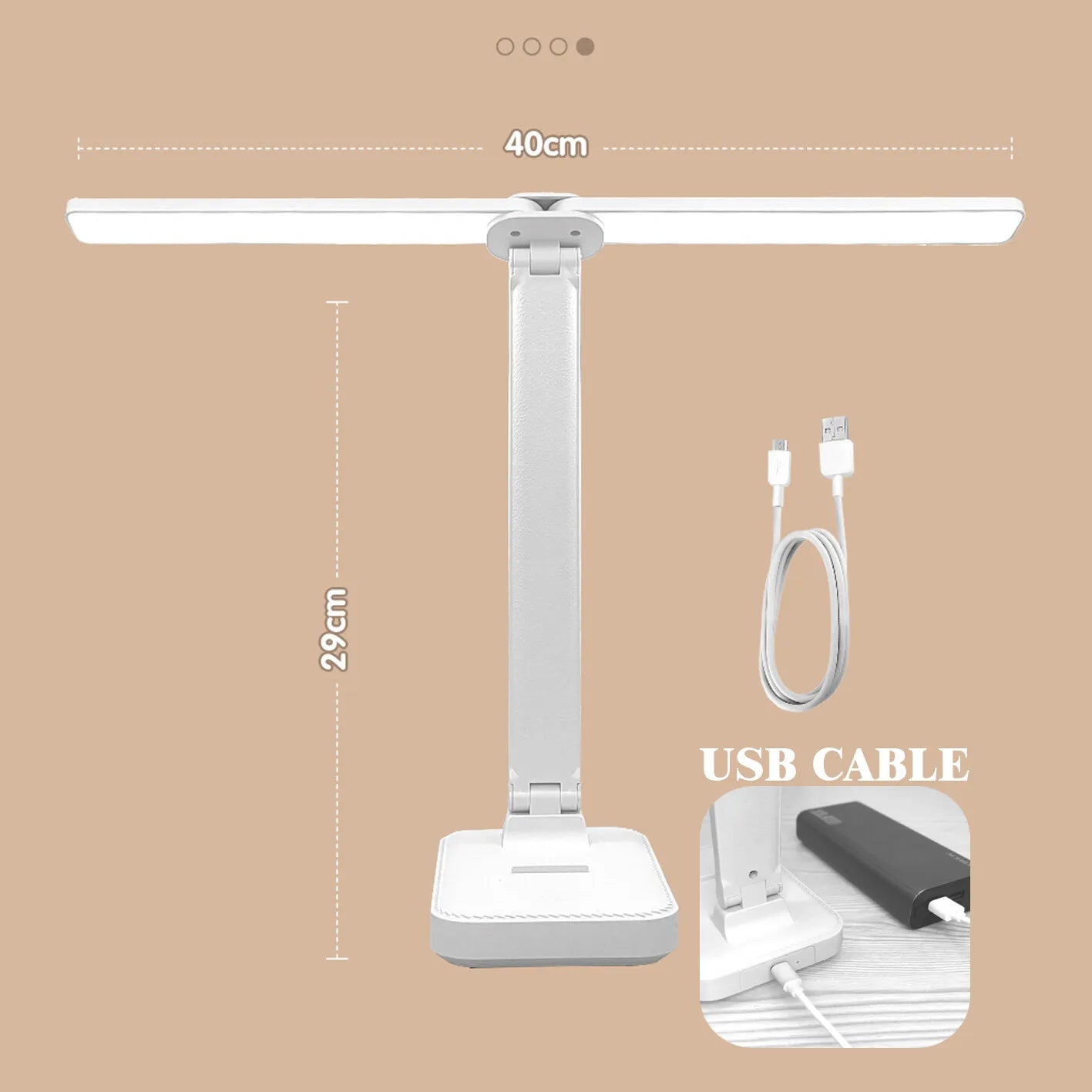 Luminária de Mesa LED Articulada – Touch Screen, 3 Tons de Luz e Bateria Recarregável