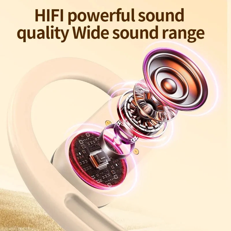 Fone de Ouvido Sem Fio Bluetooth 5.4 OWS Kebidu – Gancho Auricular Esportivo, Cancelamento de Ruído ENC e Bateria de até 20 Horas