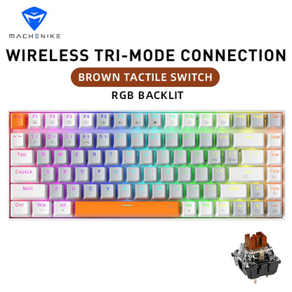 Teclado Mecânico Gamer Machenike K500A-B84 – Layout 75% Compacto (84 Teclas), Switches HUANO Hot-Swappable, Keycaps PBT Doubleshot e Cabo USB-C Removível