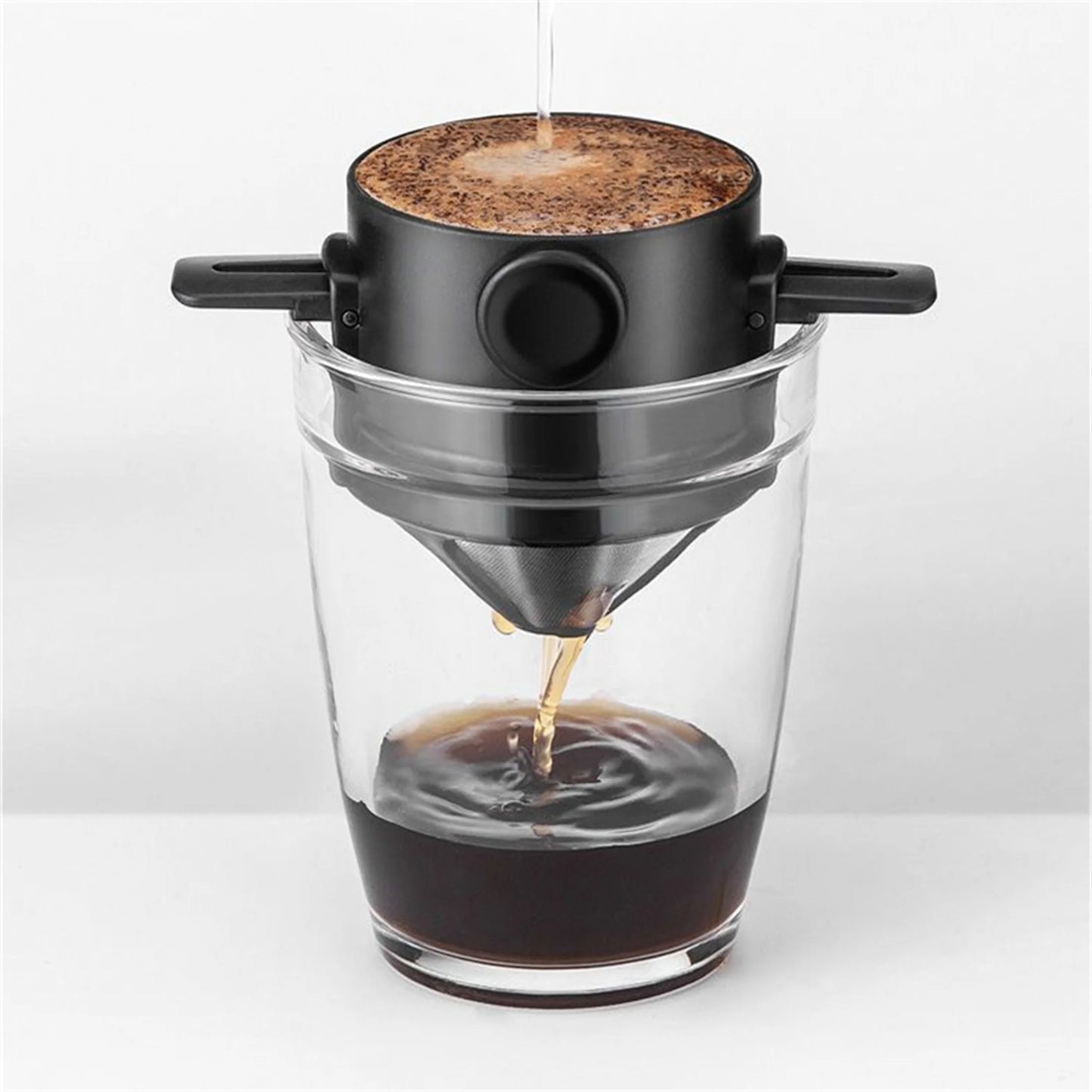 Kit Cafeteira Portátil Pour Over com Filtro Retrátil Inox e Caneca