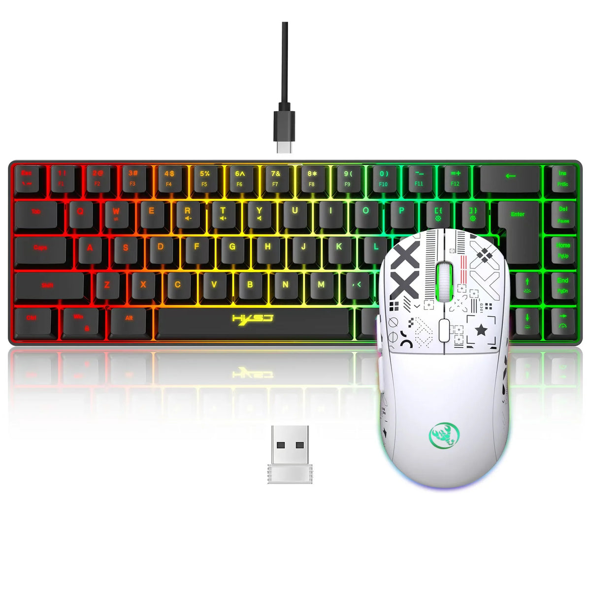 HXSJ V200 + T90 — Combo Teclado 68 Teclas e Mouse Gamer