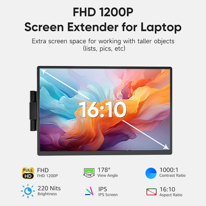 Monitor Portátil Gamer Dopesplay 14" IPS Full HD – Segunda Tela 1200P HDR10, Conexão Inteligente Tipo-C Plug & Play, Proporção 16:10 e Tela Fosca para Notebook, Xbox, PS5 e Switch