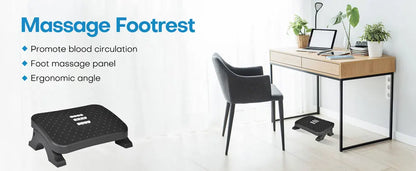 Apoio de Pés Ergonômico de Alta Resistência – Suporte de Mesa com Rolos de Massagem (Suporta até 54 kg)