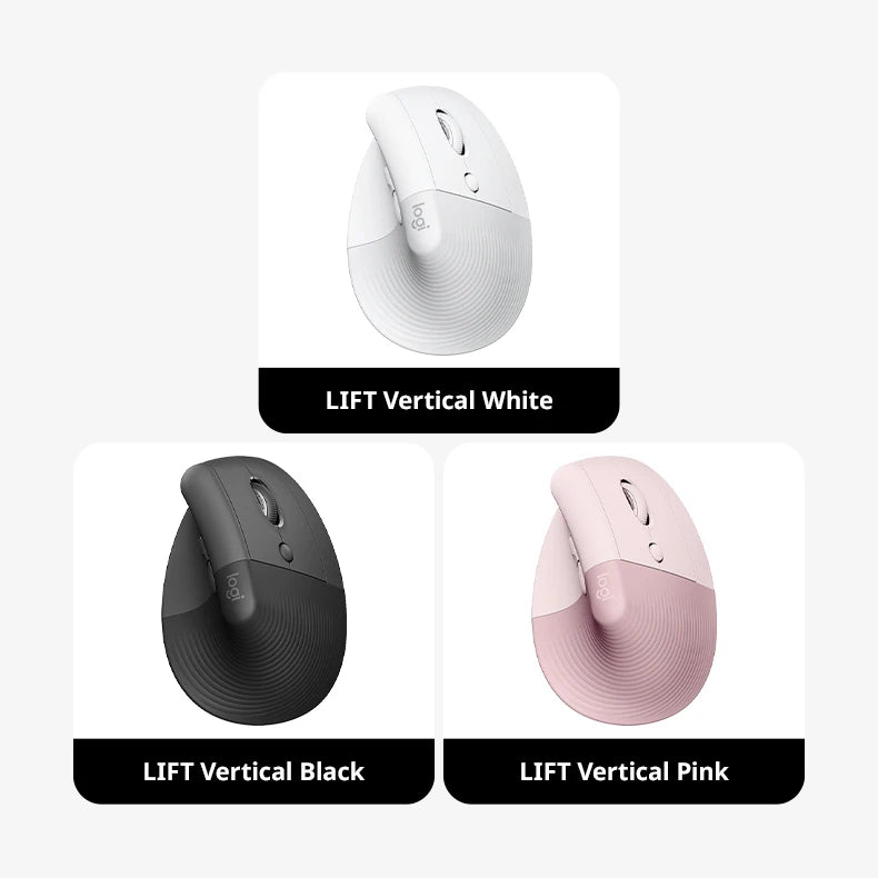 Mouse Vertical Ergonômico Logitech Lift Sem Fio Bluetooth com 4.000 DPI