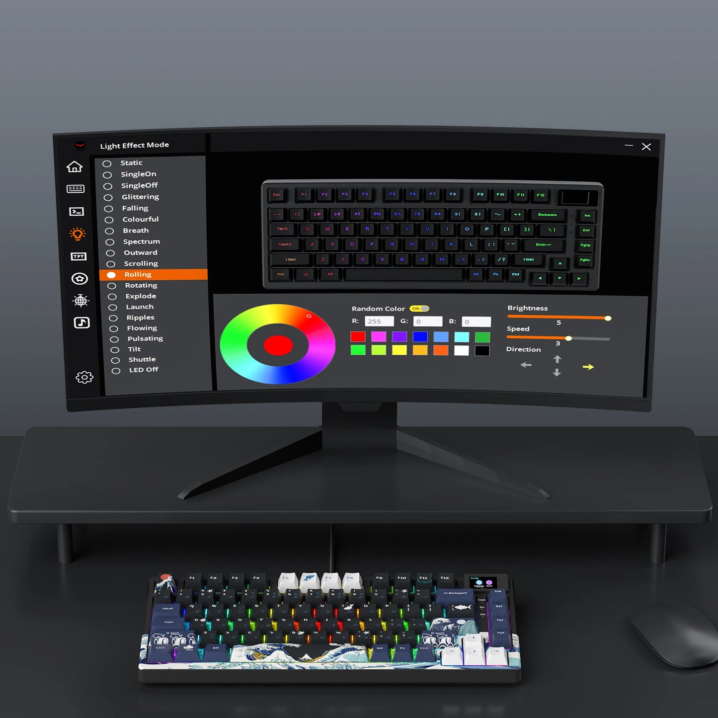 Teclado Mecânico Gamer Womier 75% – Tela OLED Integrada, Layout Gasket Mounted, Keycaps PBT Pudding, RGB Backlit e Switch Full Hot-Swappable