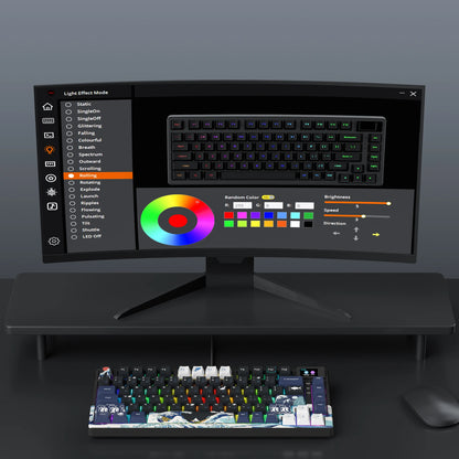 Teclado Mecânico Gamer Womier 75% – Tela OLED Integrada, Layout Gasket Mounted, Keycaps PBT Pudding, RGB Backlit e Switch Full Hot-Swappable