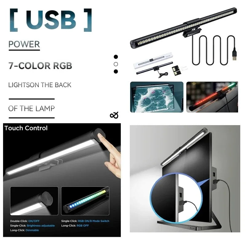 Light Bar para Monitor de Computador CHENBEN – Luminária LED com Filtro Anti-Luz Azul, Dimerização Progressiva Touch e Conexão USB para PC