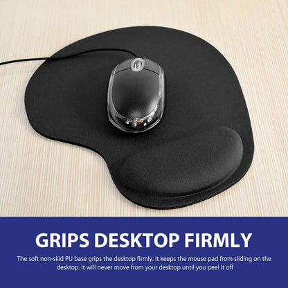 Mousepad ergonômico com apoio de pulso, confortável e antiderrapante, para PC e laptop.