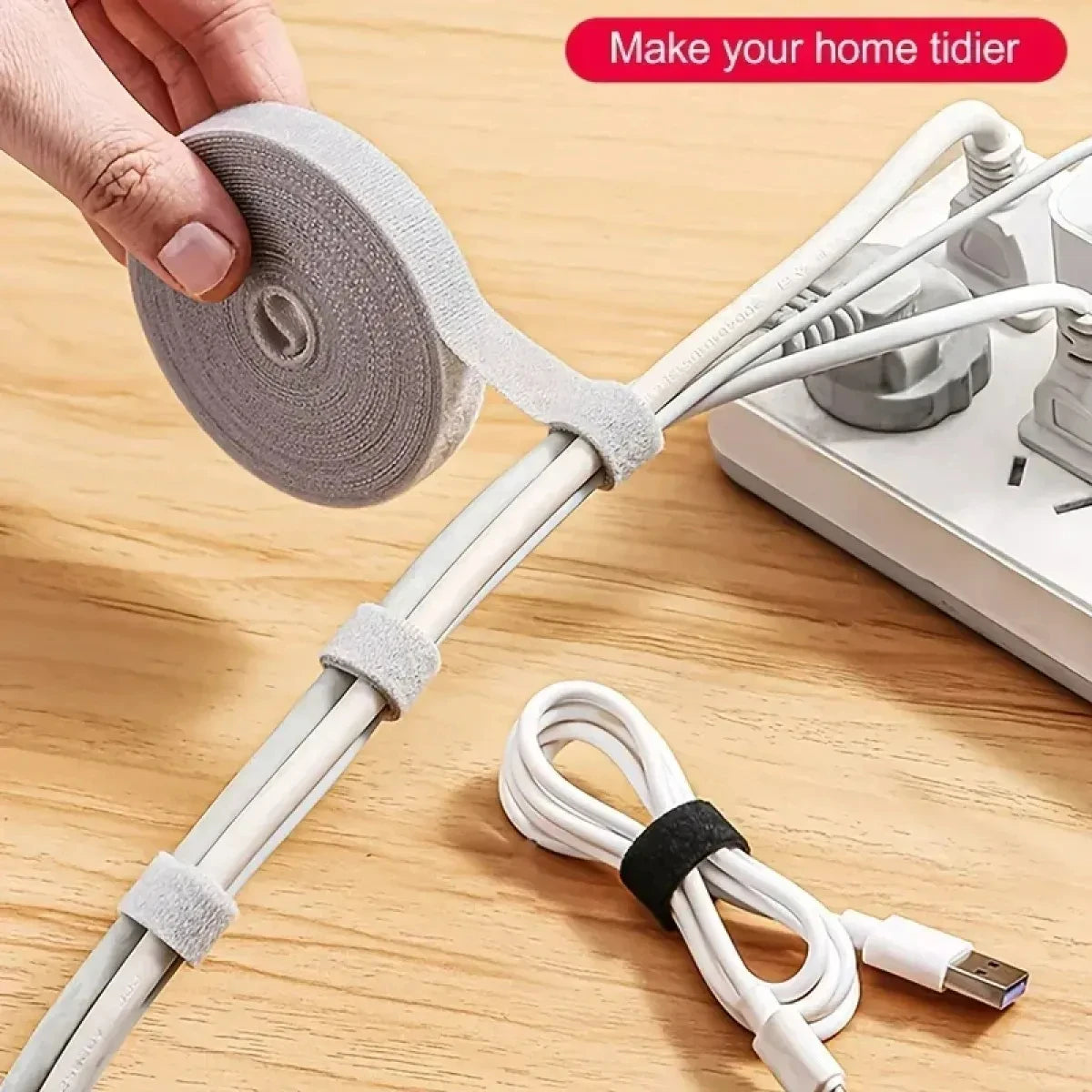 Organizador de Cabos com Velcro 3M — Abraçadeira Reutilizável