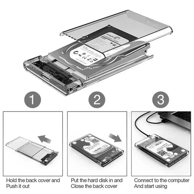 Case SATA 2,5″ Transparente USB 3.0/Type-C