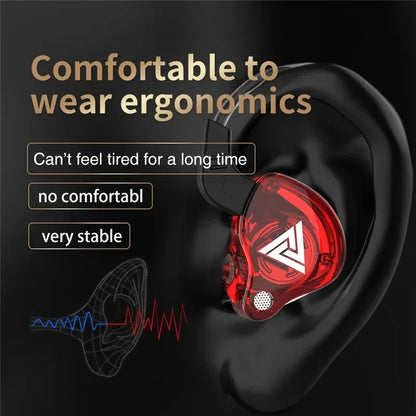 Fone de Ouvido Retorno de Palco In-Ear QKZ AK6 – Driver Dinâmico de 10mm, Cabo TPE com Microfone e Conexão P2 de 3.5mm para Monitoramento e Uso Diário