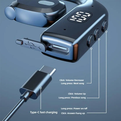 Fone de Ouvido Bluetooth 5.4 com Gancho Espetacular – Headset Esportivo e Empresarial de Alta Fidelidade